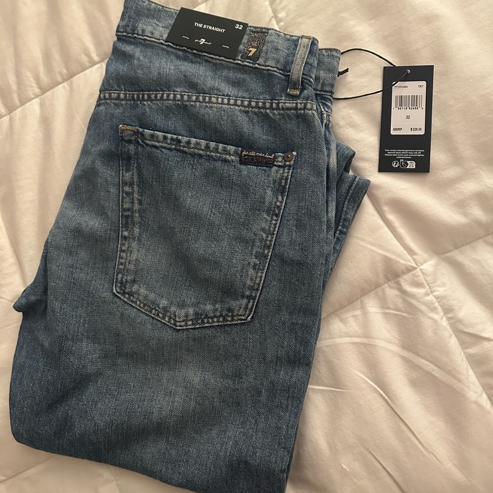 NWT Men's 7 for all mankind Straight leg Blue Jeans
